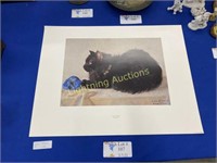 INK SIGNED PROOF PRINT OF A BLACK CAT