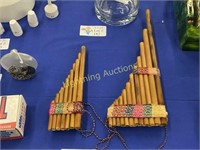 TWO BAMBOO WIND PIPE INSTRUMENTS