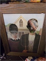 Framed American Gothic Painted Mirror