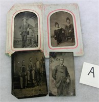 A-  group of 4 tin type photos