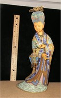 12" Chinese cloisonne & carved figure with