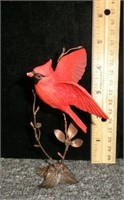 Royal Cardinal w/bronze stand 5" chip on beak