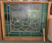 34 1/2"x39 3/4" leaded art glass window c.1880