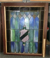 28"x33 3/4" leaded art glass window c.1900 h