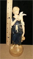 Royal Dux 8 3/4" figure woman w/dove embossed