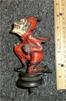 cast iron Red Devil/Faust hood ornament 5" to