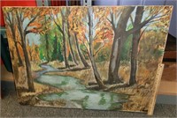 unframed oil on canvas by Wortan of woodland