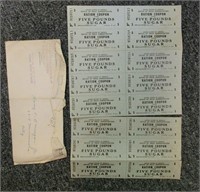 16 -5lb sugar ration coupons from 1944 with