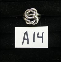 A14- hand made twisted knot sterling ring size 9