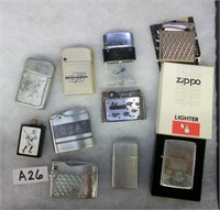 A26- 10 cigarette lighters including chrome Z