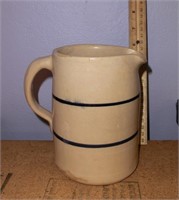 6" blue banded stoneware milk pitcher