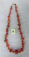 B-  polished agate & brass beaded necklace
