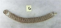 G-  ornate filigree circle crescents silver