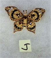 J-  2 1/2"x1 1/2" butterfly rhinestone pin