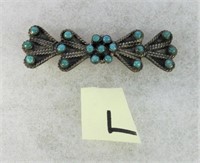 L-  Zuni sterling and turquoise bar pin