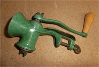 unusual green enameled meat grinder