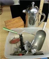 Deco style coffee press, vintage kitchen ware,