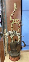 22" tin sculpture of circus elephant, zebra &