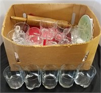 Box of Glassware & Kitchen Items