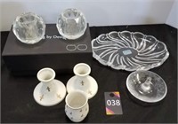 Crystal Votives, Plate, Candlestick Holders & Dish