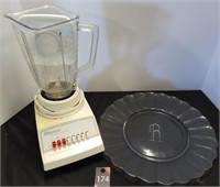 Osterizer Blender & Glass Engraved Platter