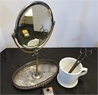 Vintage Mirror, Cup & Scissors