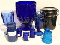 Assored Blue Glassware Items