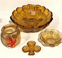 Amber Glass Serving Dishes