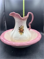 Pink pitcher and bowl