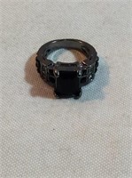 Size 7 1/2 black stone ring