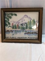 12 x 10 needlepoint framed for purple mountains