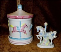 Vintage Carousel Cookie Jar & Figure