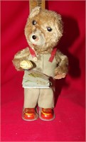 Vintage Tin Wind Up Page Turning Bear "As Is"