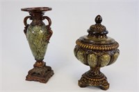 Carved decorative bowl and candlestick