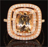Genuine 2.70 ct Morganite & Diamond Ring
