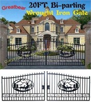 BRAND NEW 20' BI-PARTING WROUGHT IRON GATES