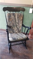 Black Wood Rocking Chair With Cammo Cushions