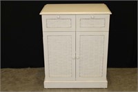 Off-White 2 door cabinet w/basket weave fronts