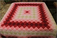 Handmade Quilt- Pink and Red Squares-King