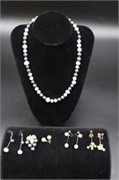 Assorted Pearl Jewelry, 14K & Pearl Earrings