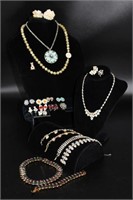 Vintage Rhinestone and Floral Jewelry