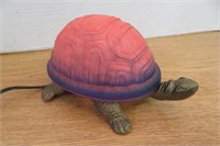 Like New Cast Iron Turtle Light Stained Glass