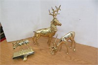 3 Misc Brass Deer 11.5" high