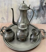 11 - PEWTER COFFEE SERVICE MADE IN FRANCE