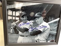Mickey Mantle and Joe DiMaggio signed 8x10 framed