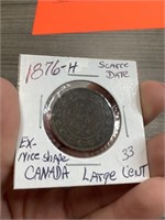 1876-H Scarce Date Canada Large cent