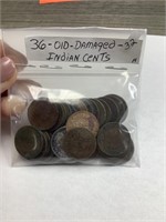 36 old damaged Indian cents