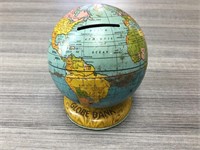 Tin litho globe bank