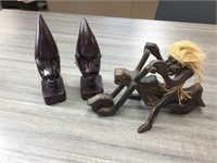 Hand carved wood African sculptures