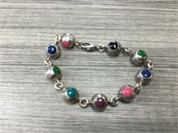 Sterling silver and colored stones bracelet